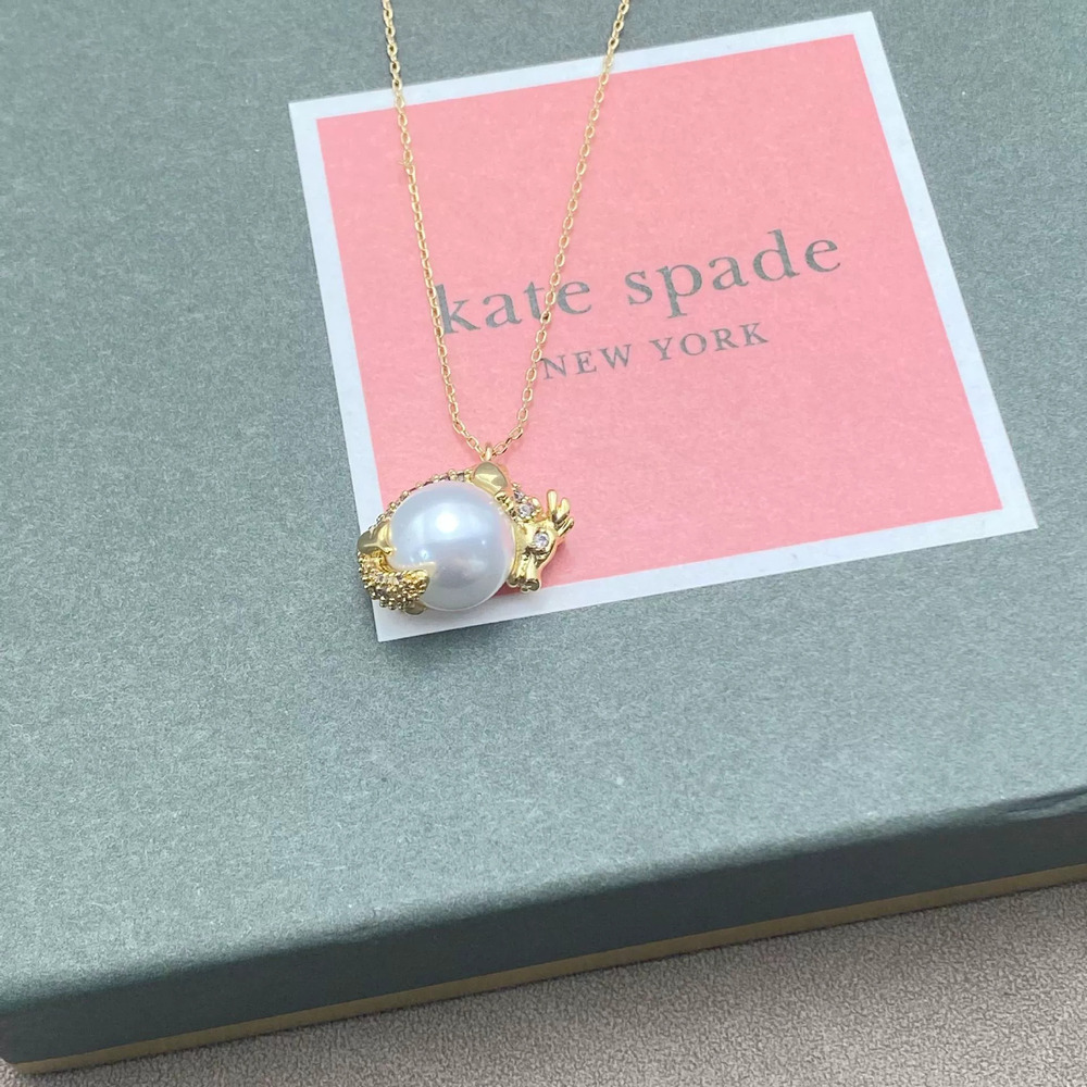 kate spade Gold Plated Dragon Head Pendant with Pearl and Full Diamonds Unisex